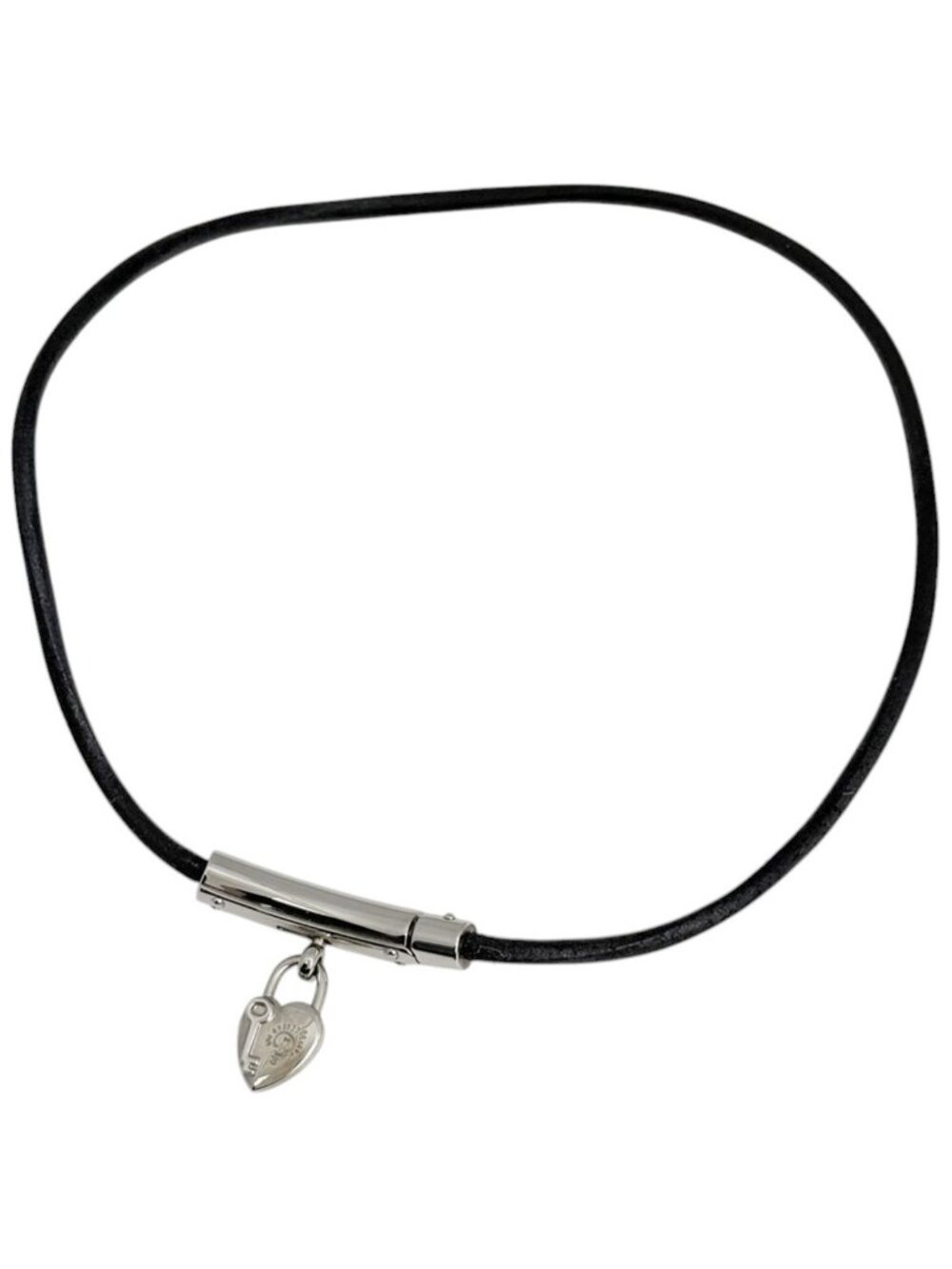 Hermes Bracelet Viviride Heart Metal Leather Black